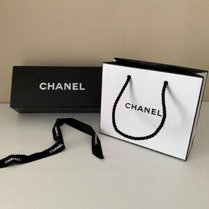 Chanel Box, small paper bag and ribbon